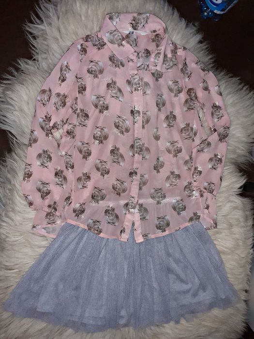 Zestaw: koszula + spódniczka, rozm. 128 cm H&M + Pepco