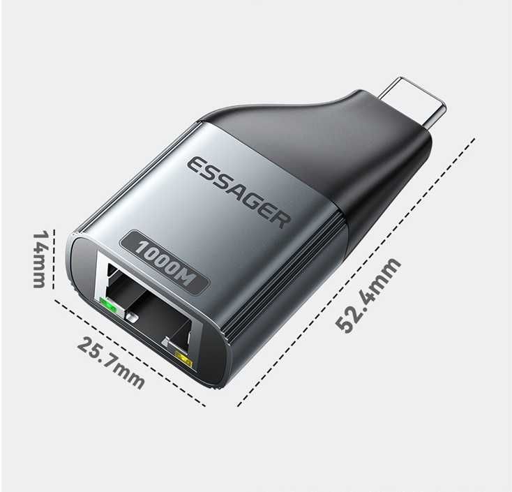 Адаптер сетевой переходник RJ45 Type-C 100 Мбит Ethernet OTG LAN 100Mb