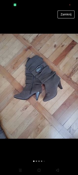 Buty zimowe kozaki muszkieterki szpilki