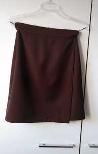 Welniana mini spodnica Max Mara ciemny czekoladowy brąz 100% rozm. 38