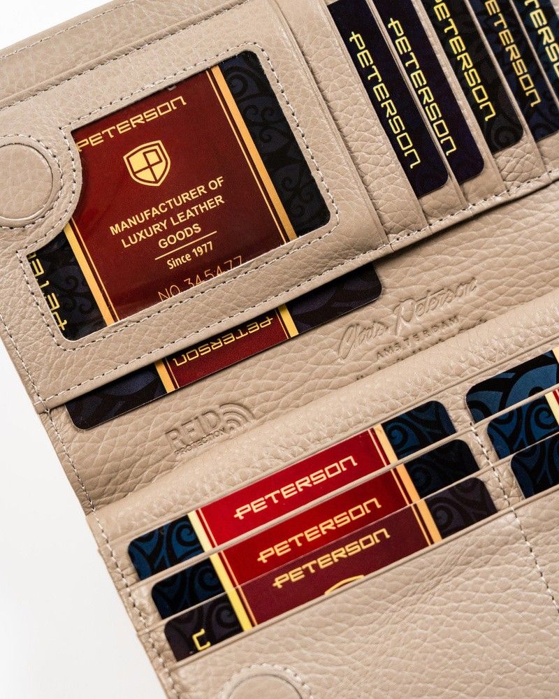 duży, pionowy portfel damski na magnes i zamek - peterson