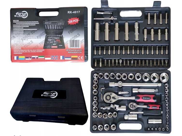 Klucze nasadowe walizka zestaw narzędzi 108el