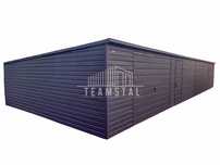 GARAŻ BLASZANY 15m x 6m - spad tył -  Brama + drzwi antracyt TS314