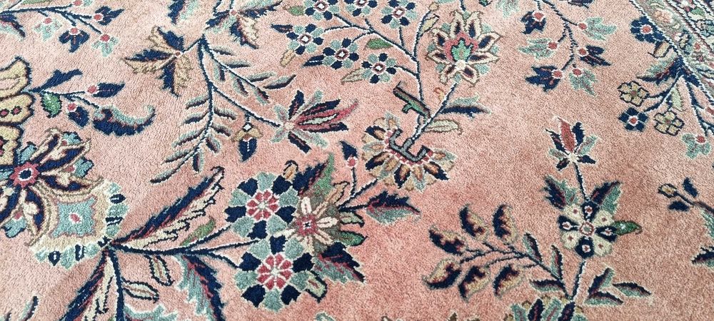 Dywan perski w stylu Nain okrągły średnica 206 cm tkany ręcznie wełna