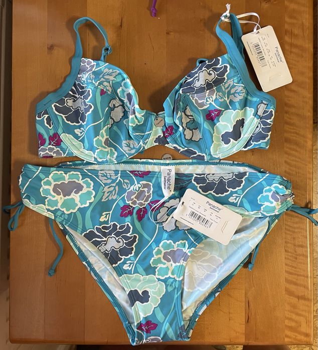 Panache Loren bikini 70DD 70E 32DD 12 turkusowe w kwiaty morskie