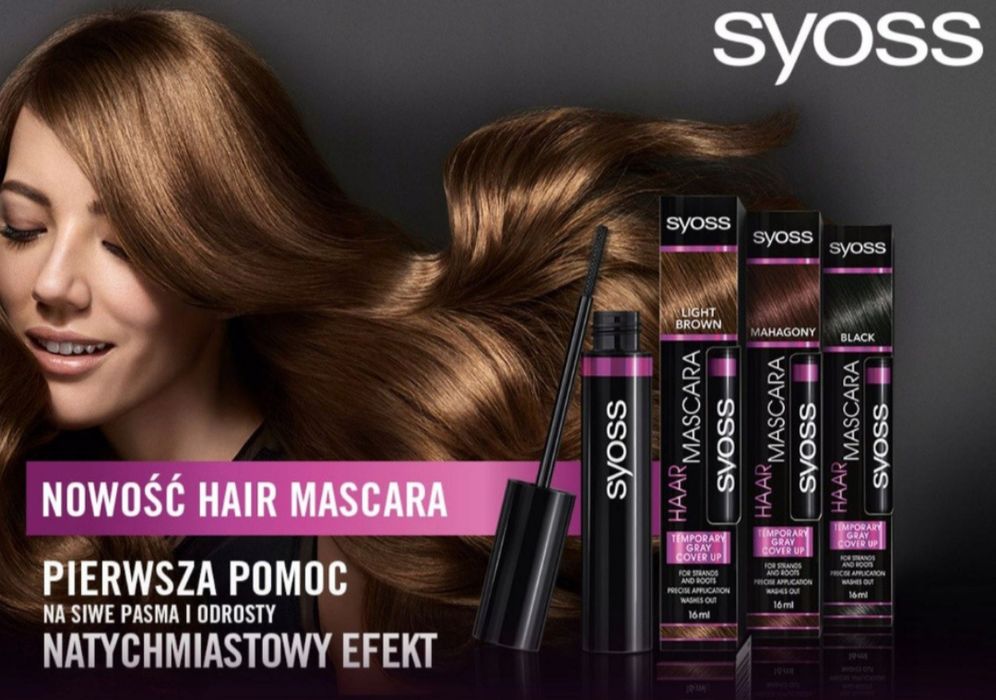 Syoss hair mascara farba na odrosty mahogany brąz szczoteczka z farbą