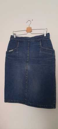 Vintage retro Niebieska jeansowa spódnica midi 42, 44