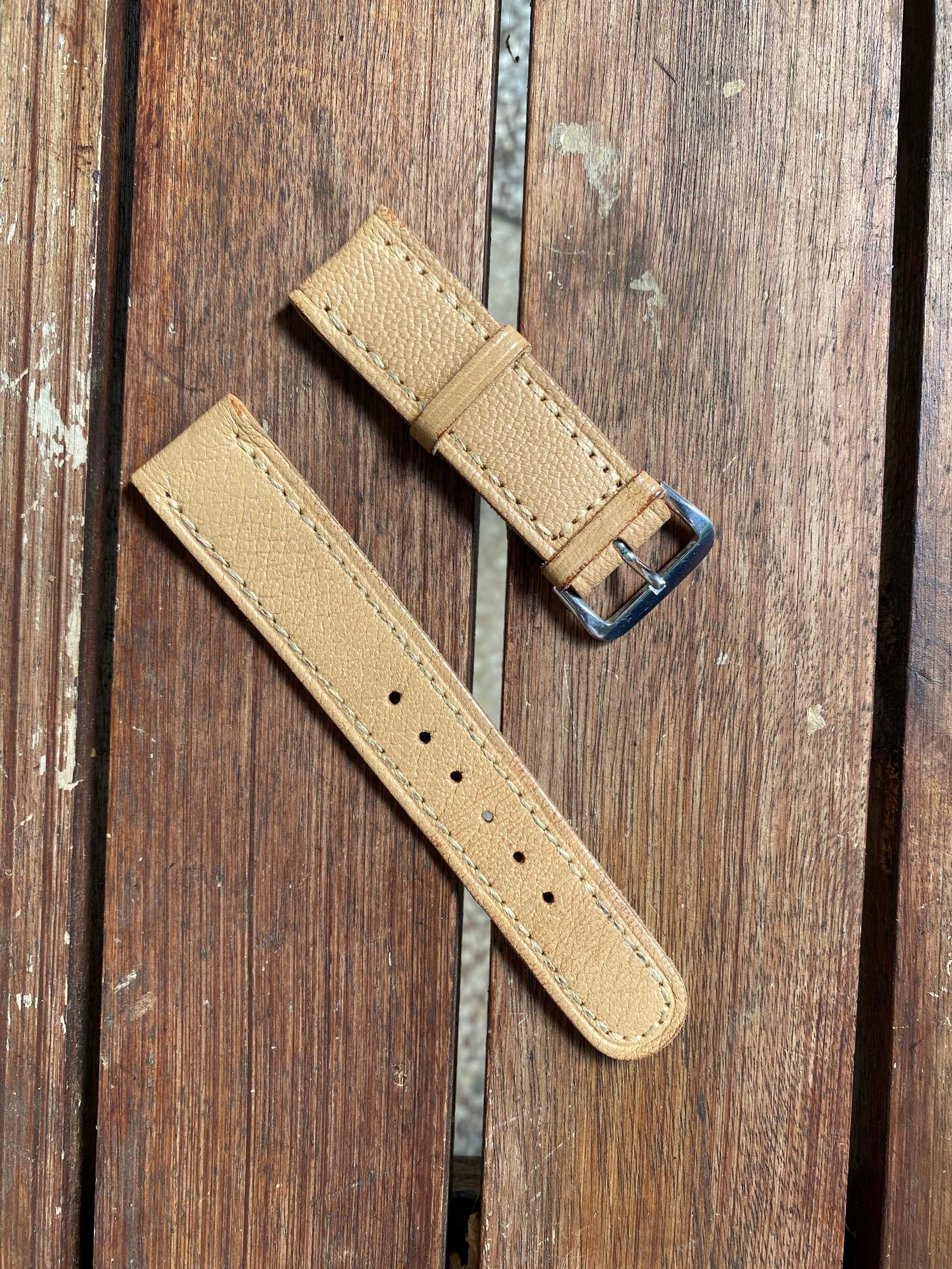 Pasek do zegarka skórzany beżowy 20mm