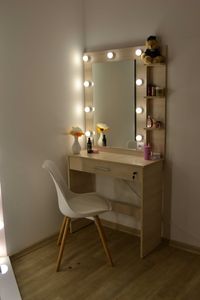 Туалетный столик  трюмо зеркало гримерное с подсветкой дуб шамони
