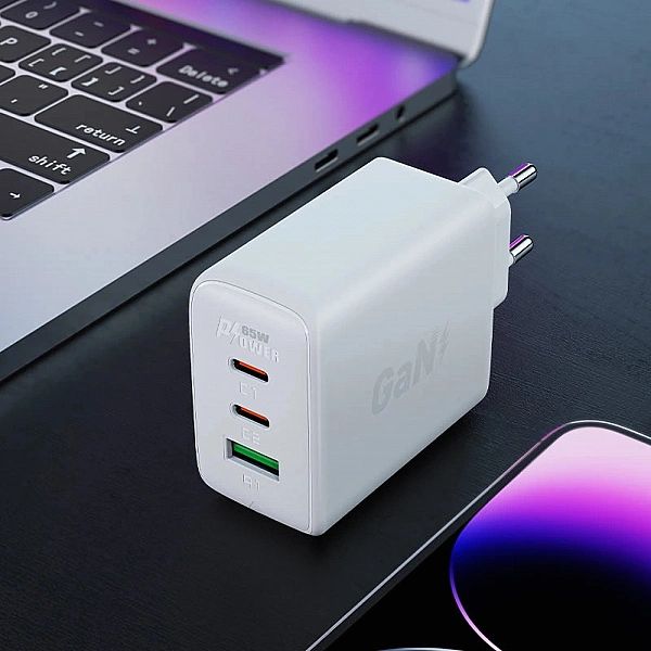 Acefast szybka ładowarka sieciowa GaN (2x USB-C / USB-A) PPS / PD / QC