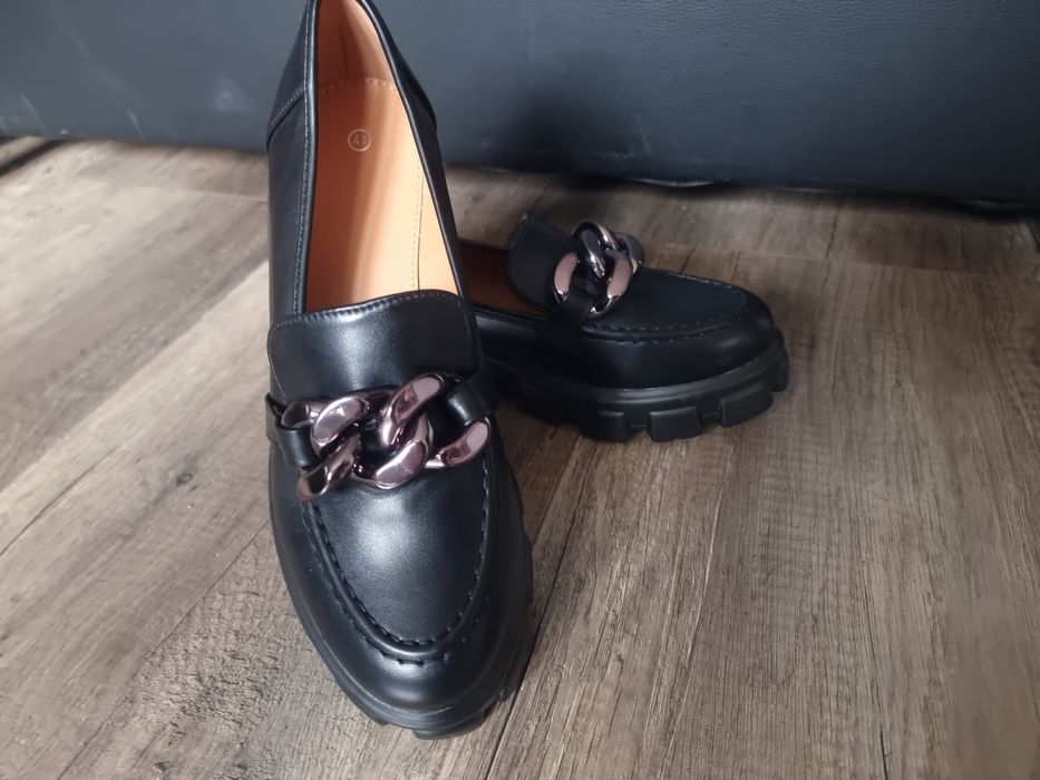 Mokasyny buty czarne 41 26.5 NOWE