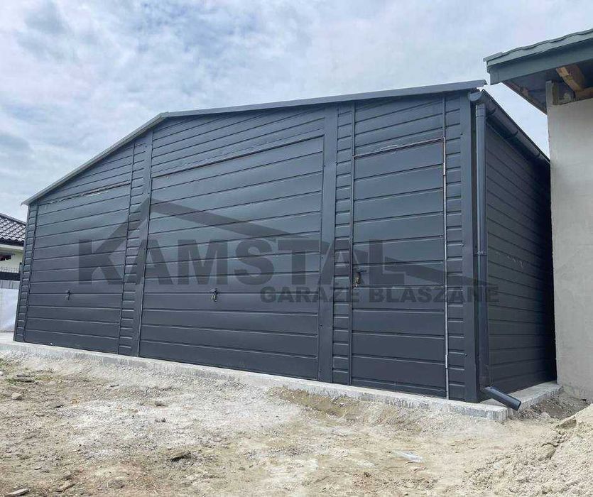 Garaż blaszany dwustanowiskowy | światło wjazdu 2,2 m|profil zamknięty