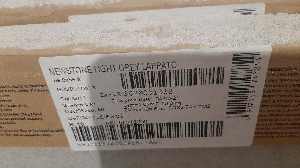 Tubądzin Newstone light grey lappato płytki