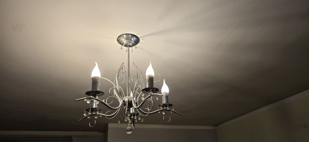 Okazja!Żyrandol kryształowy pięcioramienny + żarówki