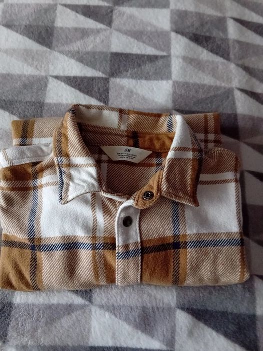 Gruba koszula w kratę r.164 H&M