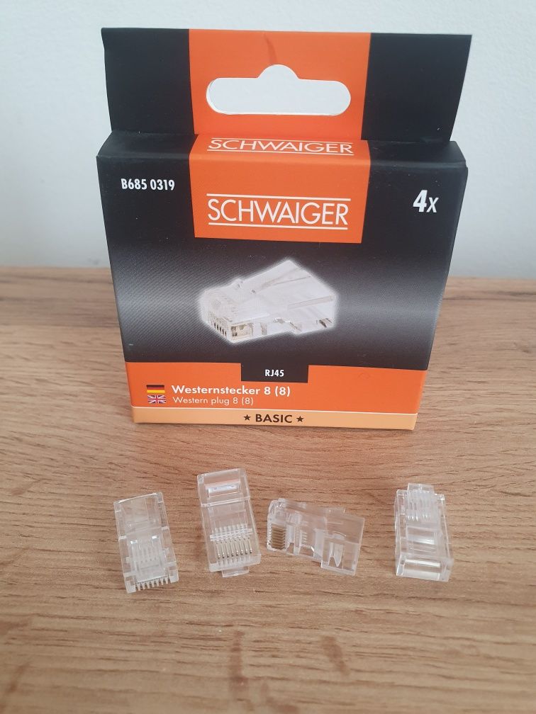Zestaw złącz RJ45 wtyk Western 8(8) Schwaiger