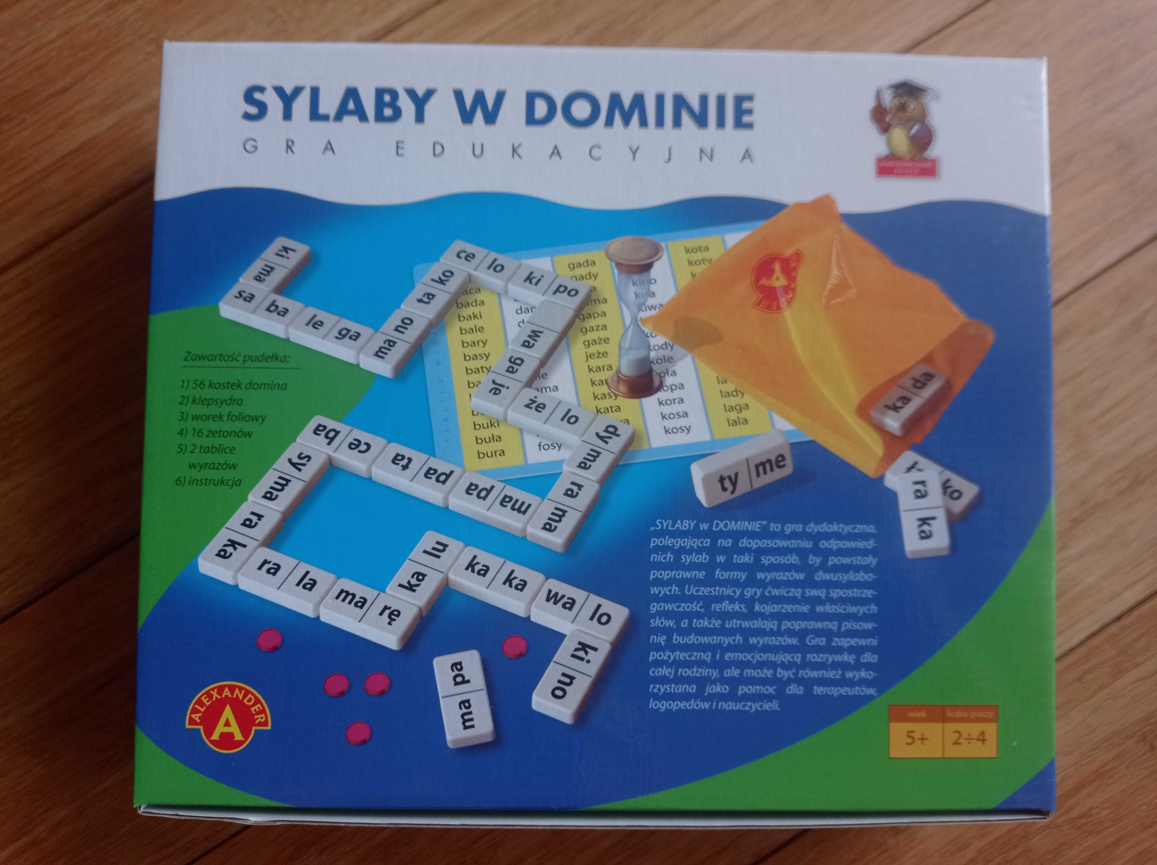 Sylaby w dominie, domino z z sylabami Aleksander nowe