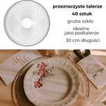 Przezroczyste talerze / podtalerze duże - wesele, impreza, piękny wzór