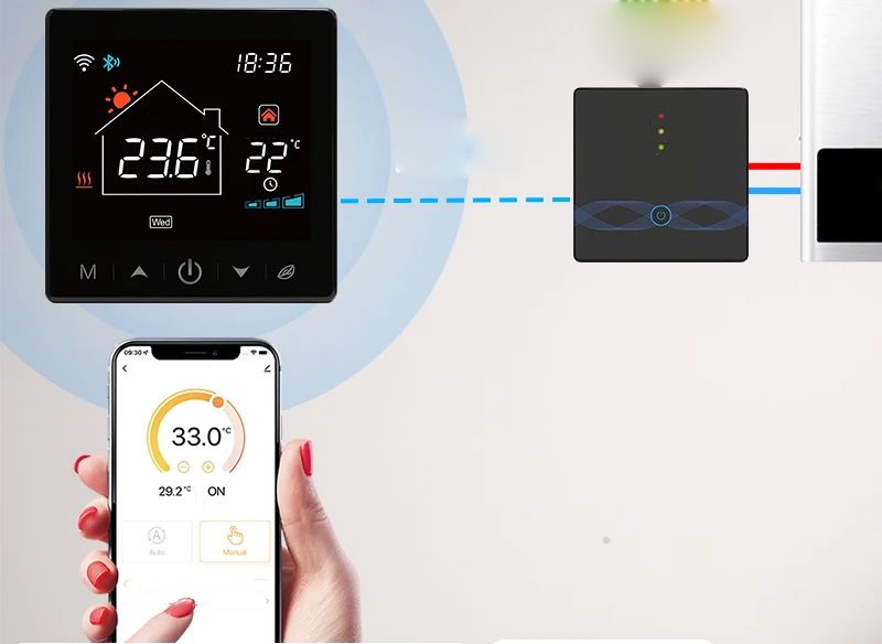 Bezprzewodowy termostat pokojowy z ekranem LCD i czujnikiem 433 MHz