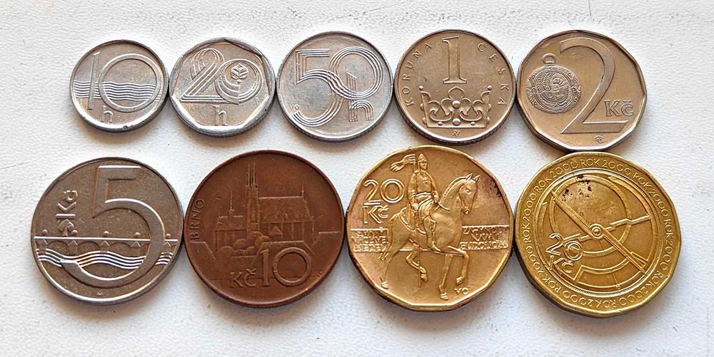 Набор монет Чехии (геллеры, кроны), 9 шт