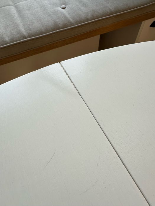 IKEA BJURSTA Stół rozkładany okrągły BIAŁY 115/166