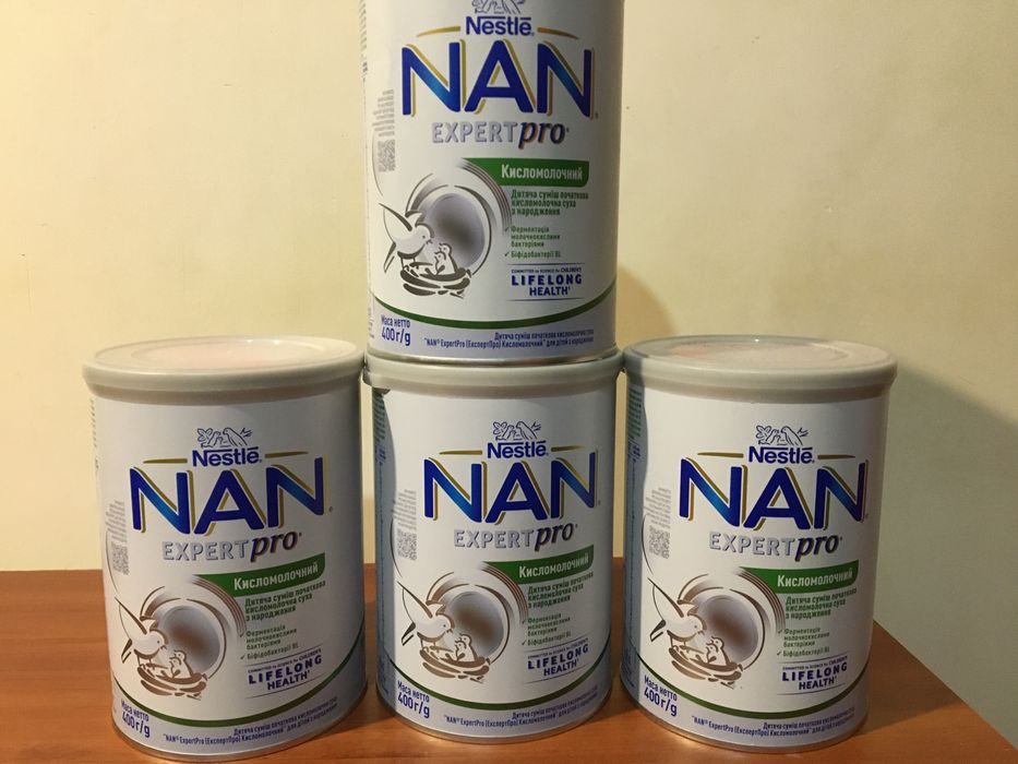 Nan кисломолочный детское питание 4банки