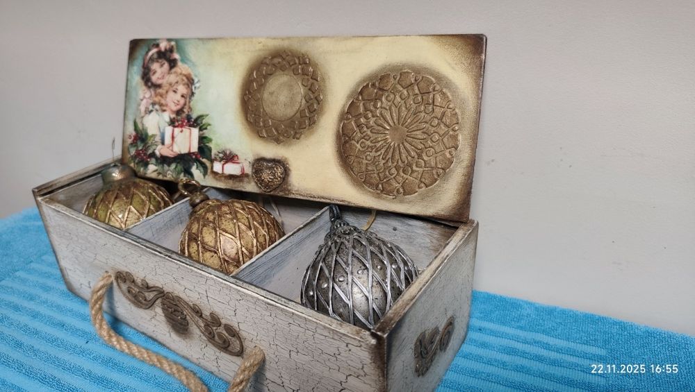 Bombki w szkatułce - rękodzieło - wyjątkowy zestaw