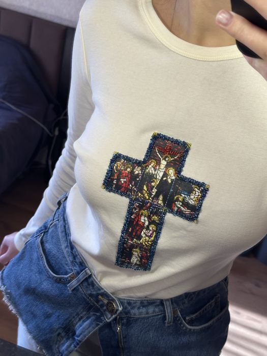 Лонгслив с вышивкой, экслюзивная с крестом. Баска