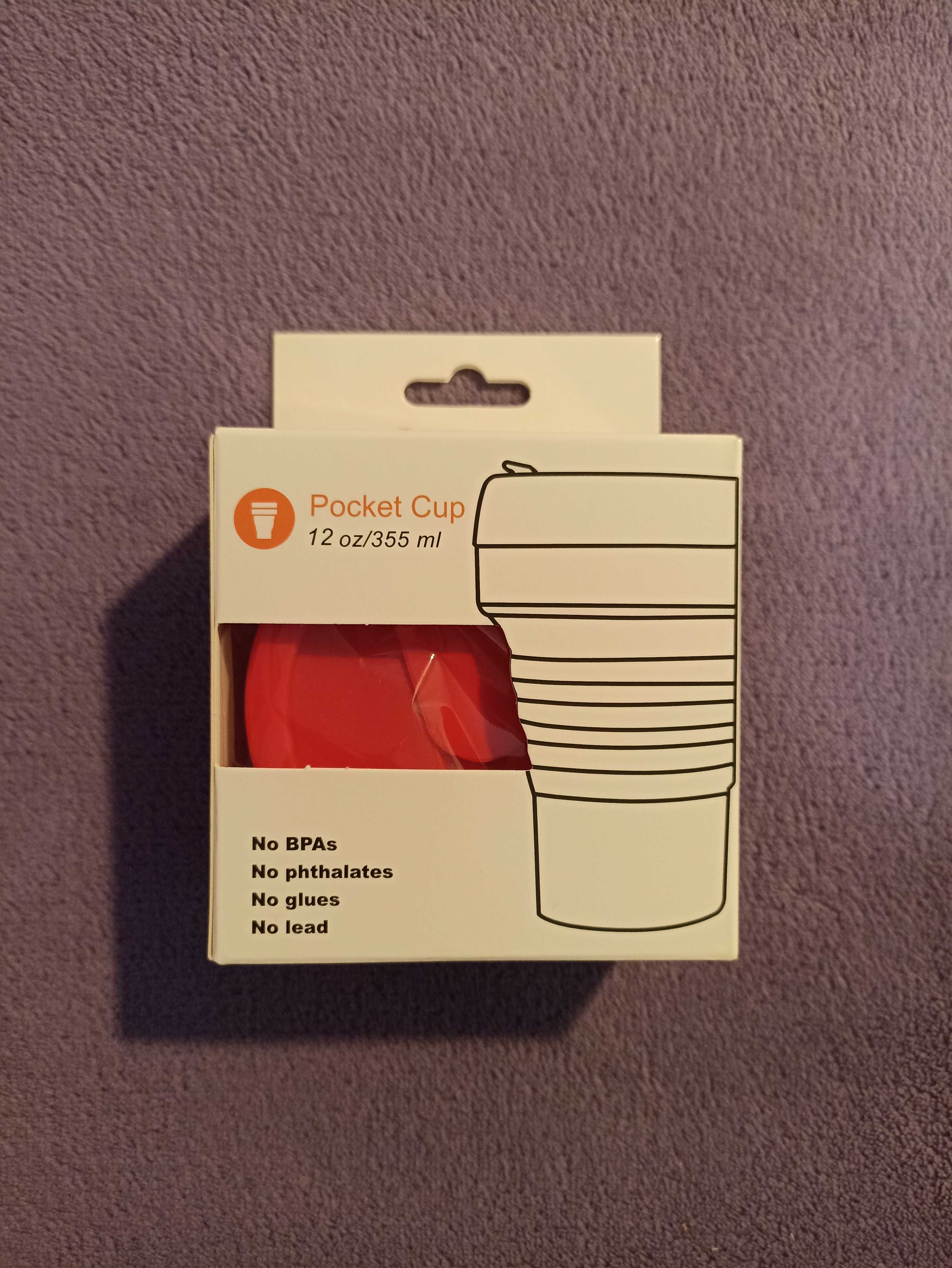 Kubek na napoje składany czerwony z pokrywką 355 ml Pocket Cup