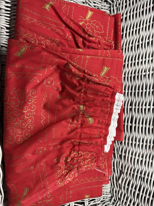 Świąteczne Boże Narodzenie Zasłony Czerwono-Złote - Komplet 2 Sztuki!