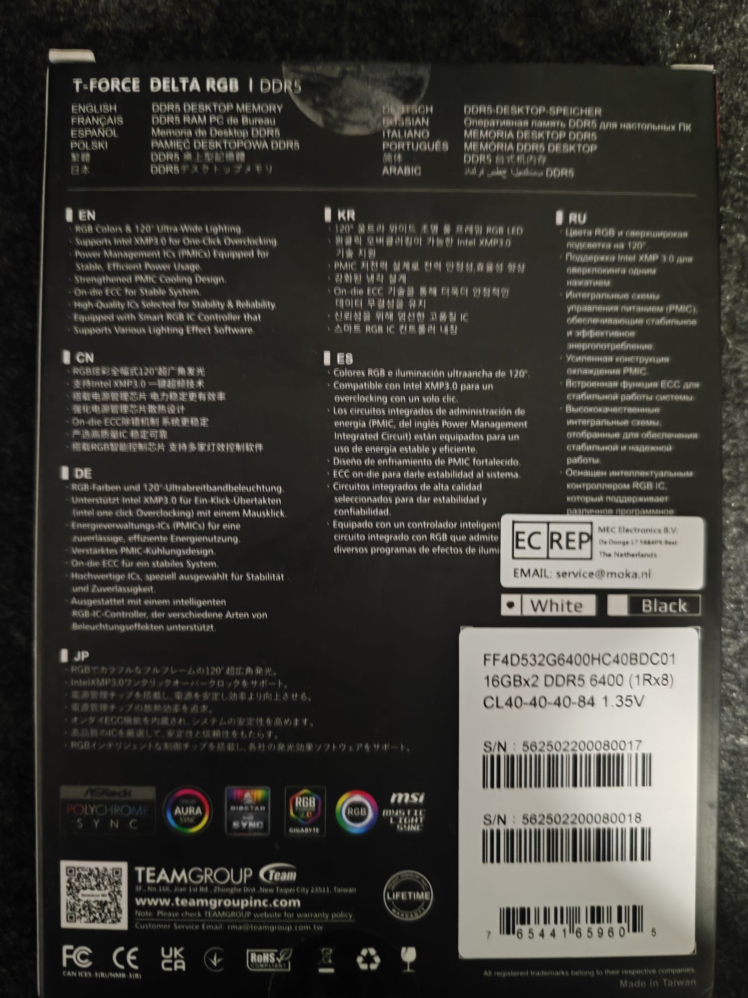 Kit DDR5  32gb (16gbx2) 6400mhz branco rgb