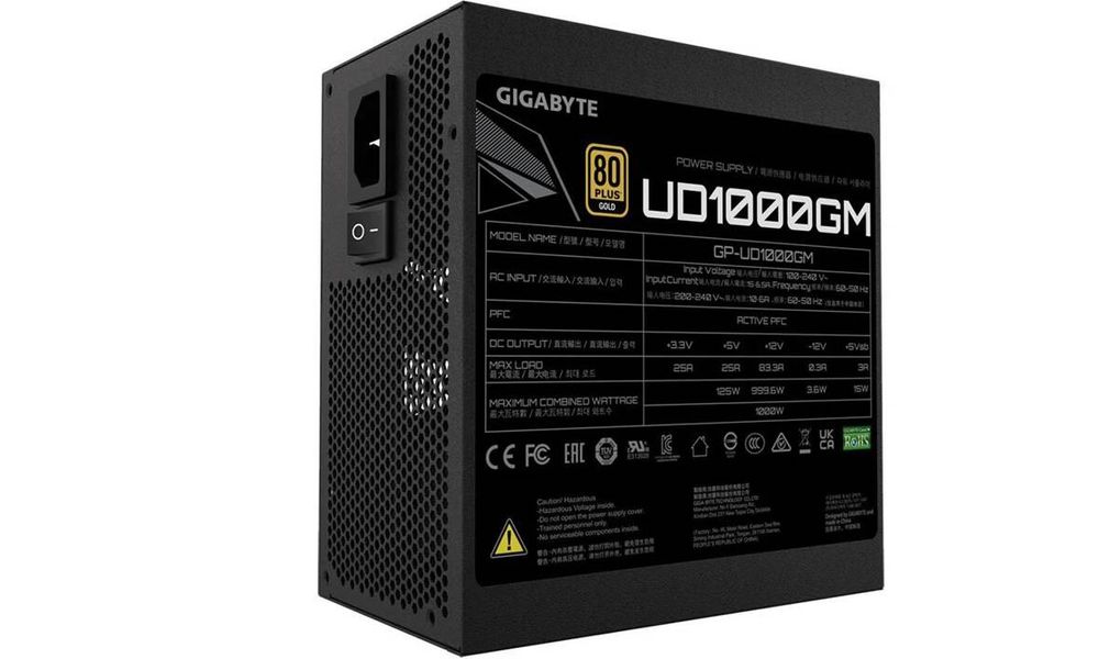 Modularny Zasilacz Atx Gigabyte Ud Gold (Gp-Ud1000Gm) 80+Gold 1000W