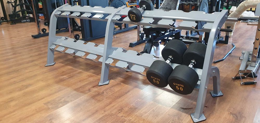 Stojak BEZ ŁÓDEK PVC na okrągłe hantle szary