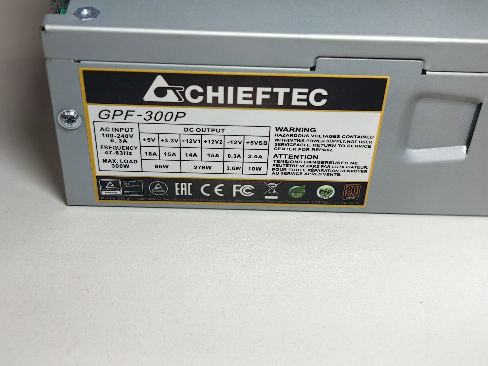 Zasilacz do komputera Chieftec gpf-300p 80 plus Bronze DPD
