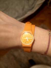 Zegarek swatch lady podwójny double pomarańczowy silikon