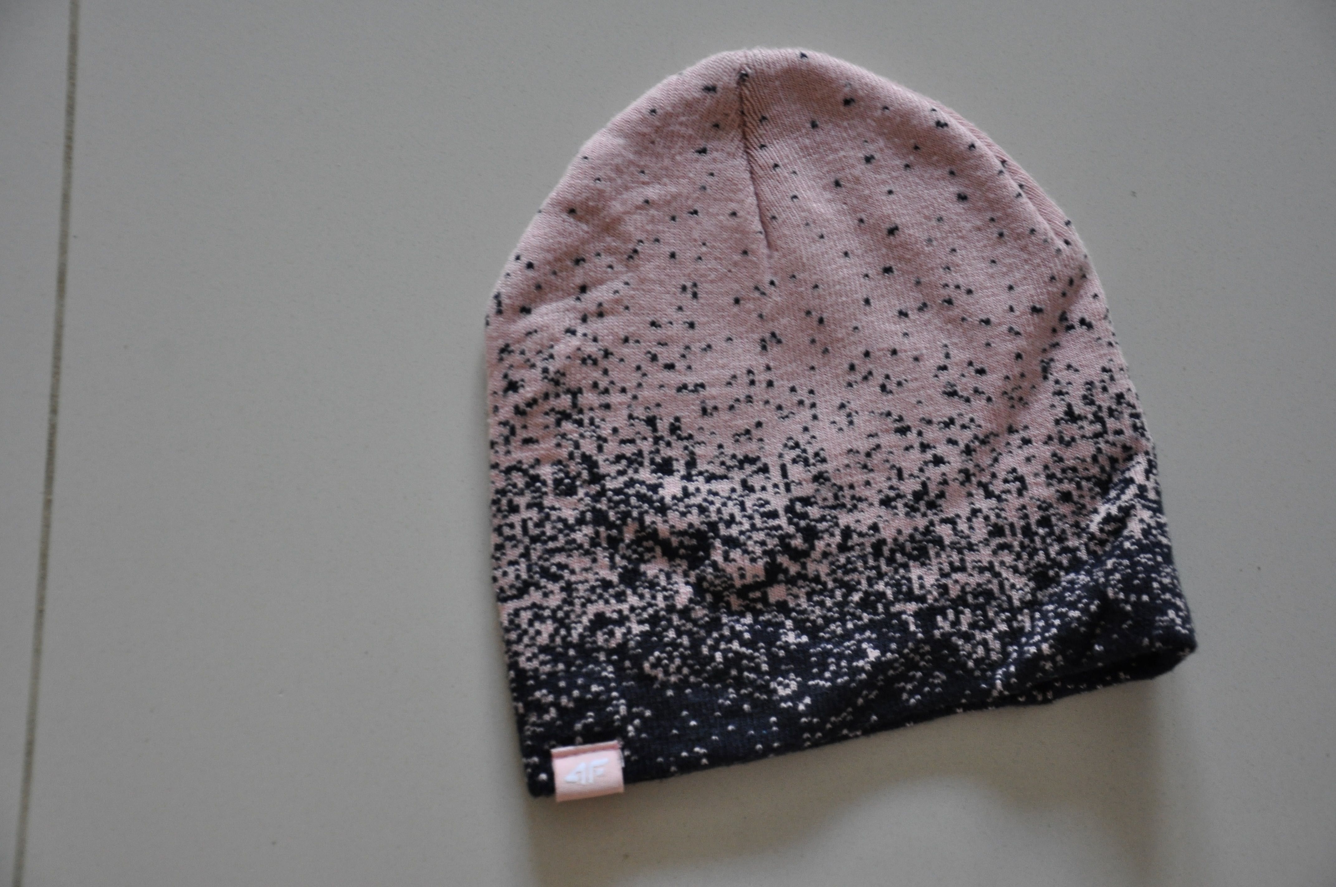 czapka różowa 4 f zimowa dla dziewczynki _ 46/48 cm