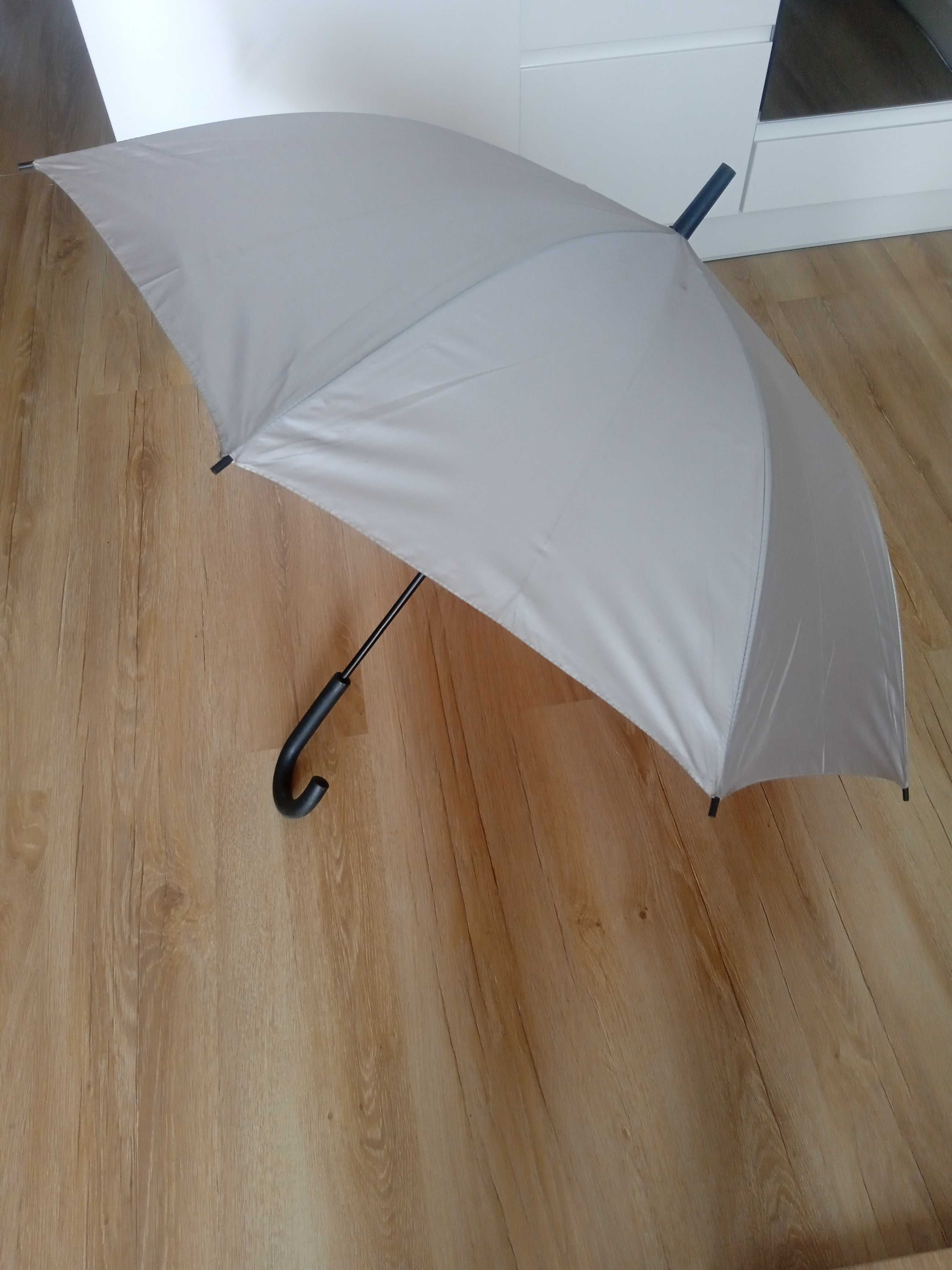 Nowy duży parasol premium długi srebrny automat parasolka 105cm unisex