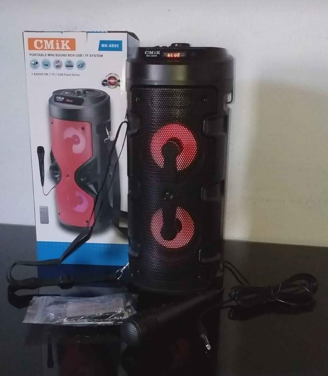 Colunas portátil Bluetooth 10w 45cm com sistema karaoke