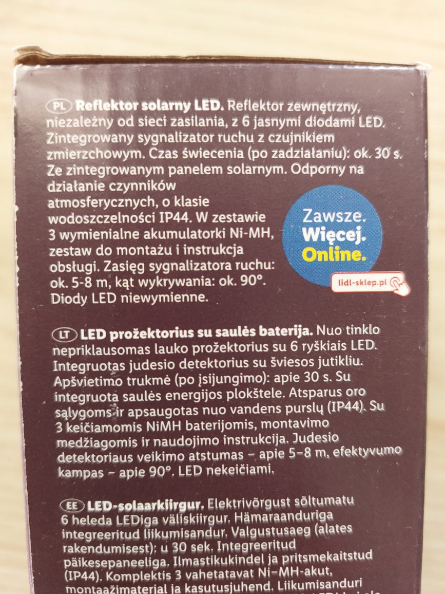 LIVARNO home Reflektor solarny LED lampa solarna z czujnikiem ruchu