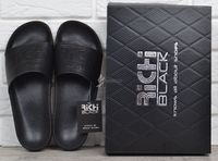 Мужские кожаные шлепанцы Richi Black Ричи Блек черные шлепки 41-45р