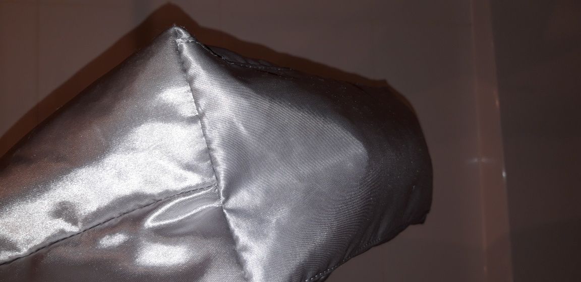 Torebka szoperka materiał srebrna+skóra naturalna Victoria Secret