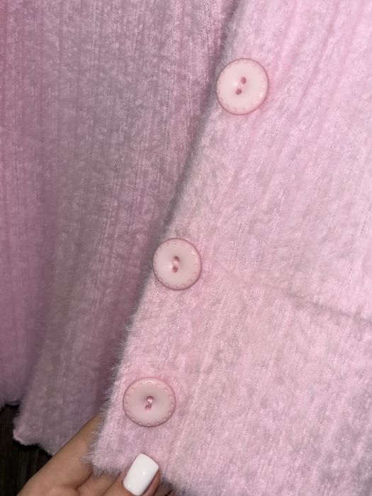 Ніжно-рожевий теплий костюм (юбка/кардиган)