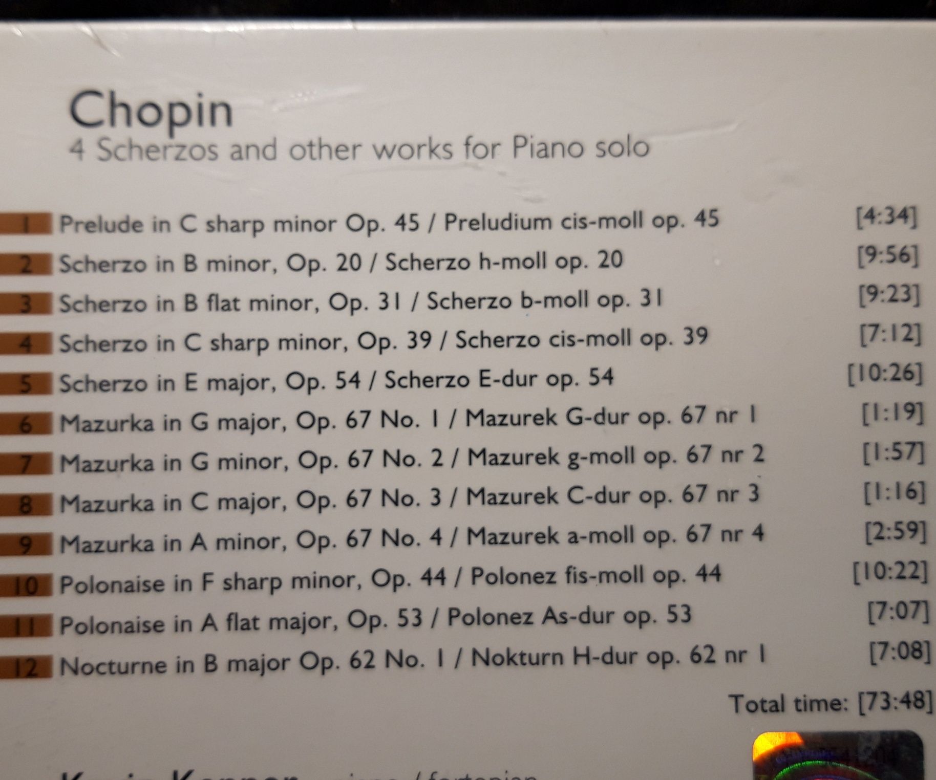 Kevin Kenner – Chopin 4 Scherzos & Works Piano Solo (CD, 2004, FOLIA)