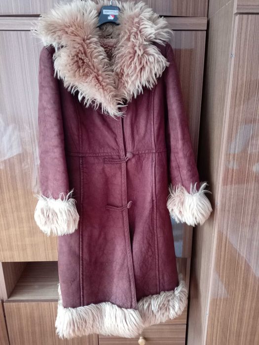 Kożuch owczy vintage z okresu PRL-u