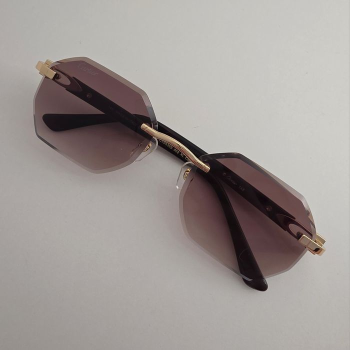 Okulary przeciwsłoneczne Cartier model CT0439S złote brązowe