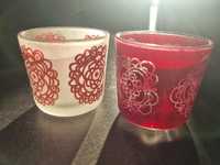 Świeczniki szklane 2szt. różowe I białe na podgrzewacze