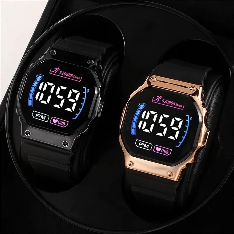 Relógio Digital Desportivo Preto e Dourado (1 Uni)