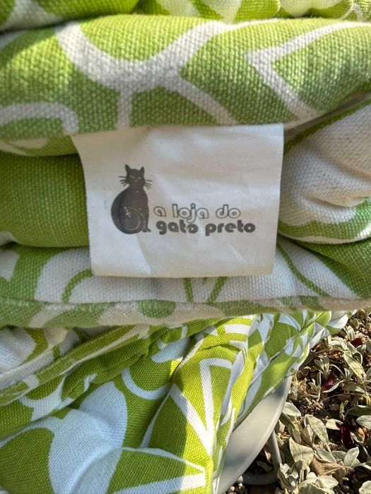 Conjunto de 6 almofadas de chão ou de cadeira algodão estampado verde