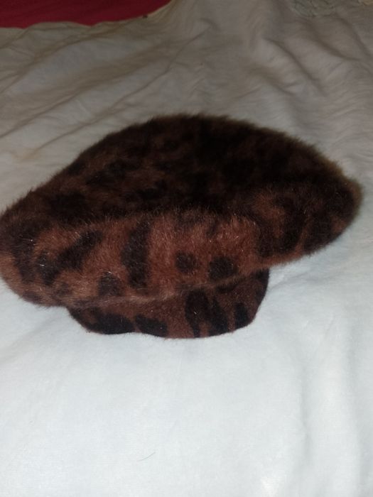 Берет з ангори, леопардовий принт