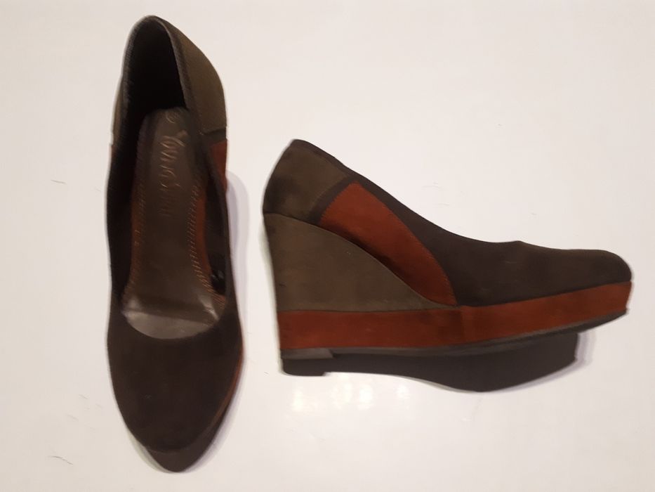 YOUNG SPIRIT boho etno koturny wedges kopytka 38 brąz rude stan bdb